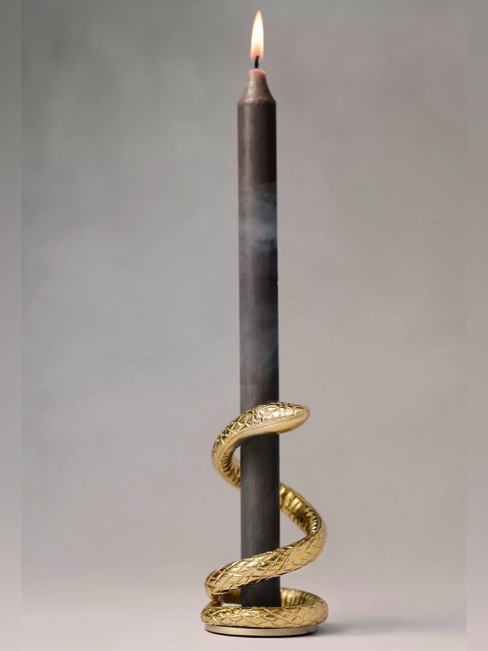 NEW Anthropologie Adelle Gold Snake Taper Candle Holder, Short